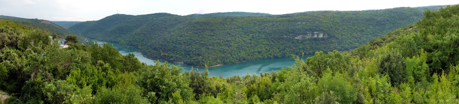 Panorama Limskog zaljeva i šumovite obale